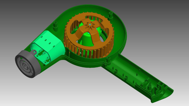 CAD model of a hairdryer generated by reverse engineering