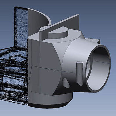 Kunststoffgehäuse Winkelschleifer - Reverse Engineering - Schnittdarstellung Punktwolke / 3D-CAD-Daten 