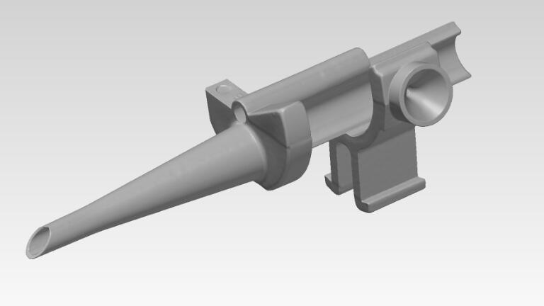 Component measurement: CAD model of a cart nozzle from injection moulding