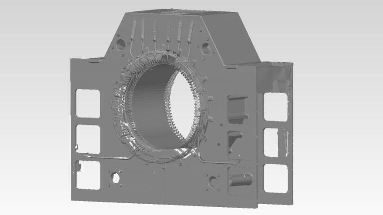 Bauteilvermessung: CAD-Modell von einem Stator aus der Strom- und Energiewirtschaft