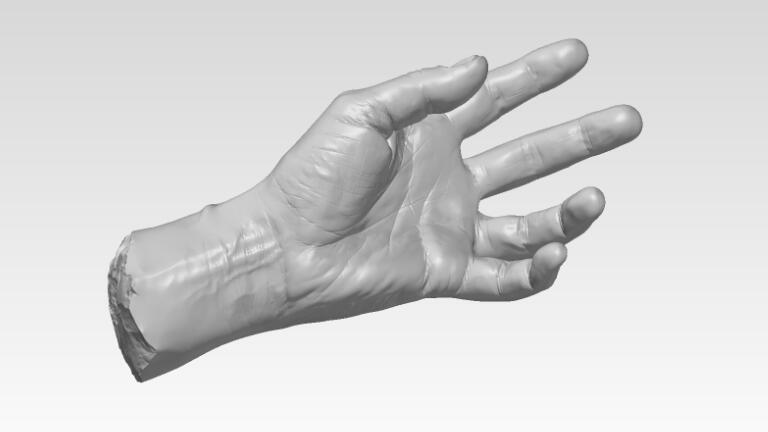 Bauteilvermessung: CAD-Modell von einer Hand als Kunstobjekt