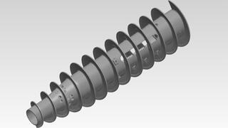 Component measurement: CAD model of a screw conveyor in machine construction